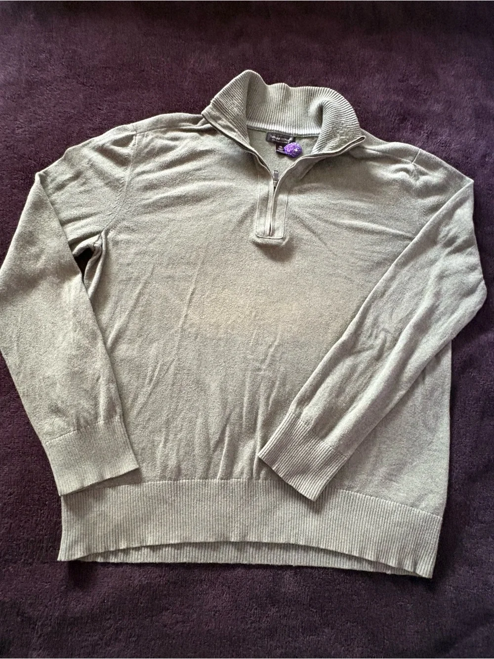 Banana Republic beige quarter zip cotton & cashmere sweater mens XL